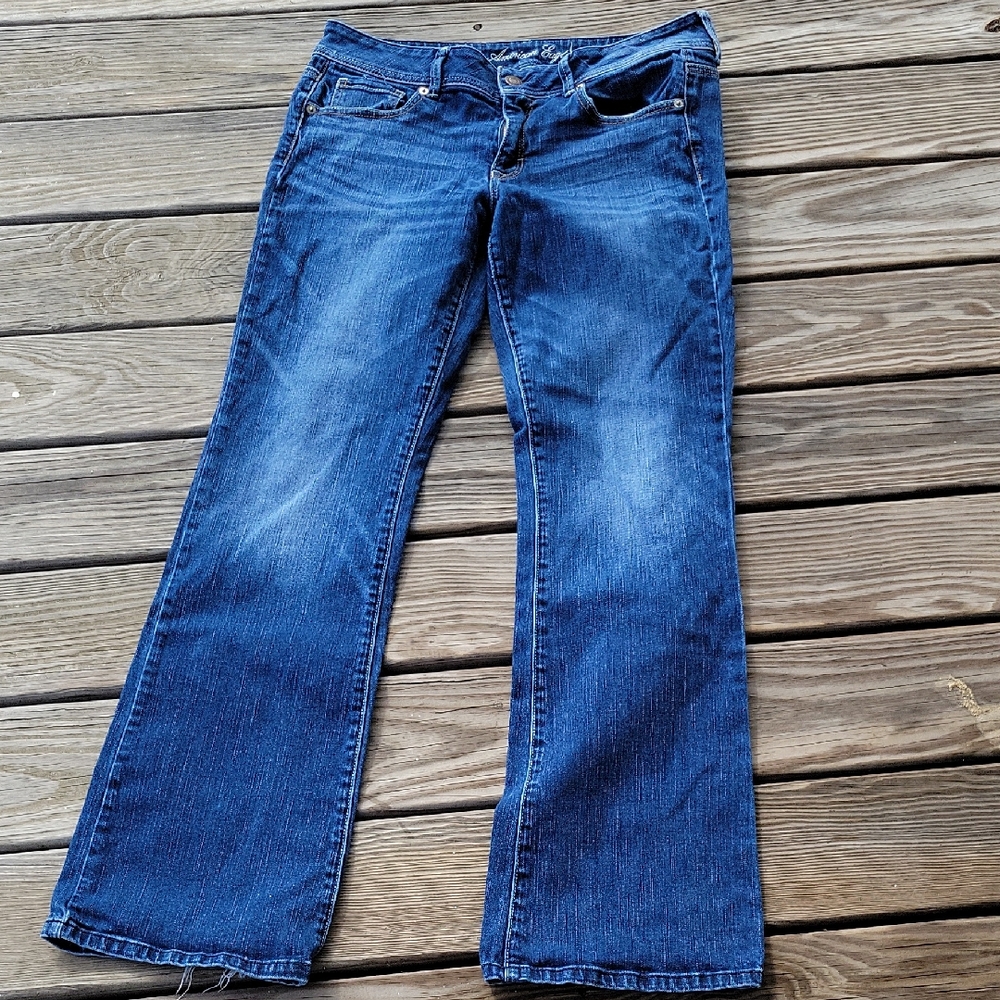 American Eagle Outfitters Blue Flare Jeans 12 Long Stretch